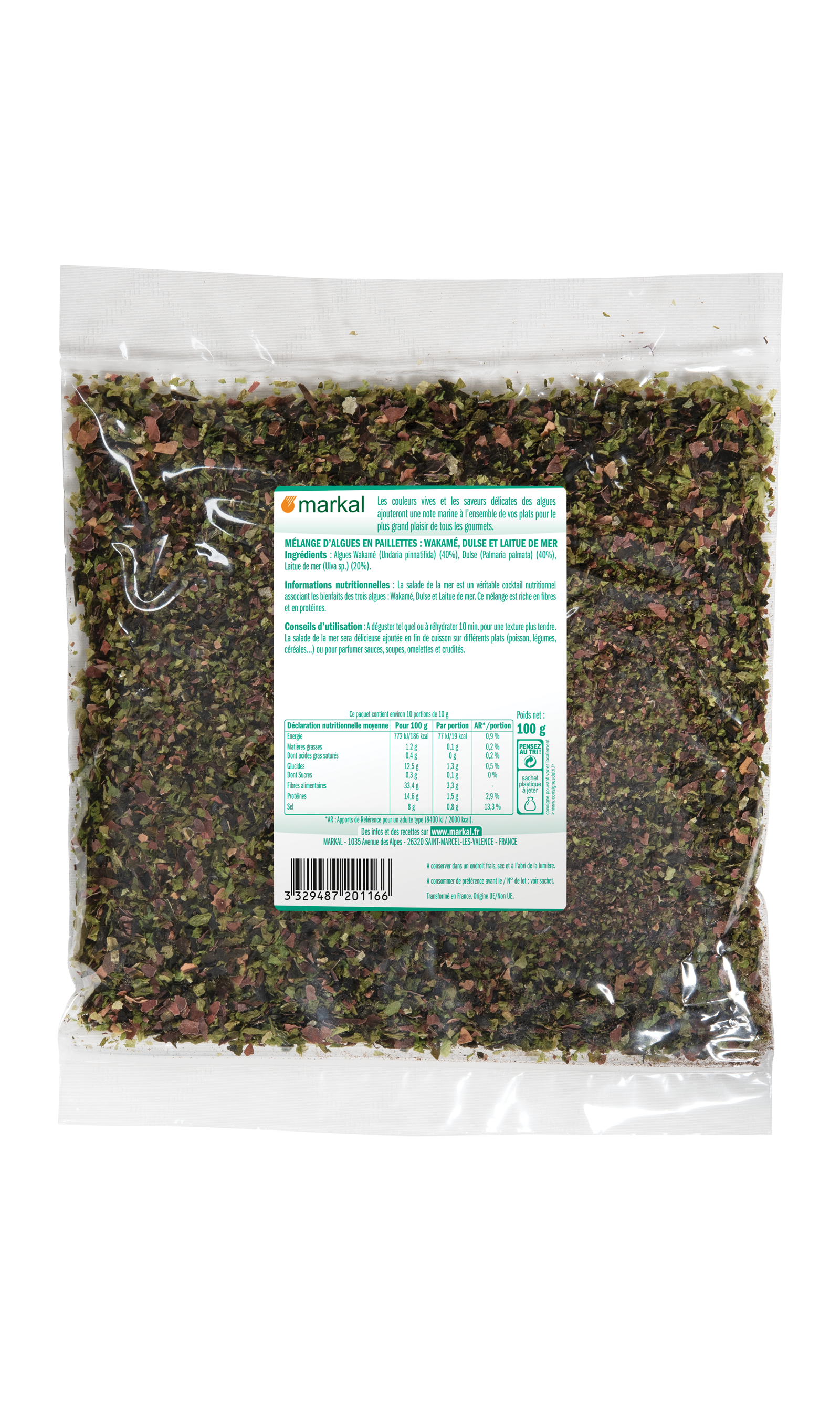 Salade de la mer ( wakamé - dulse - laitue de mer ) en paillettes