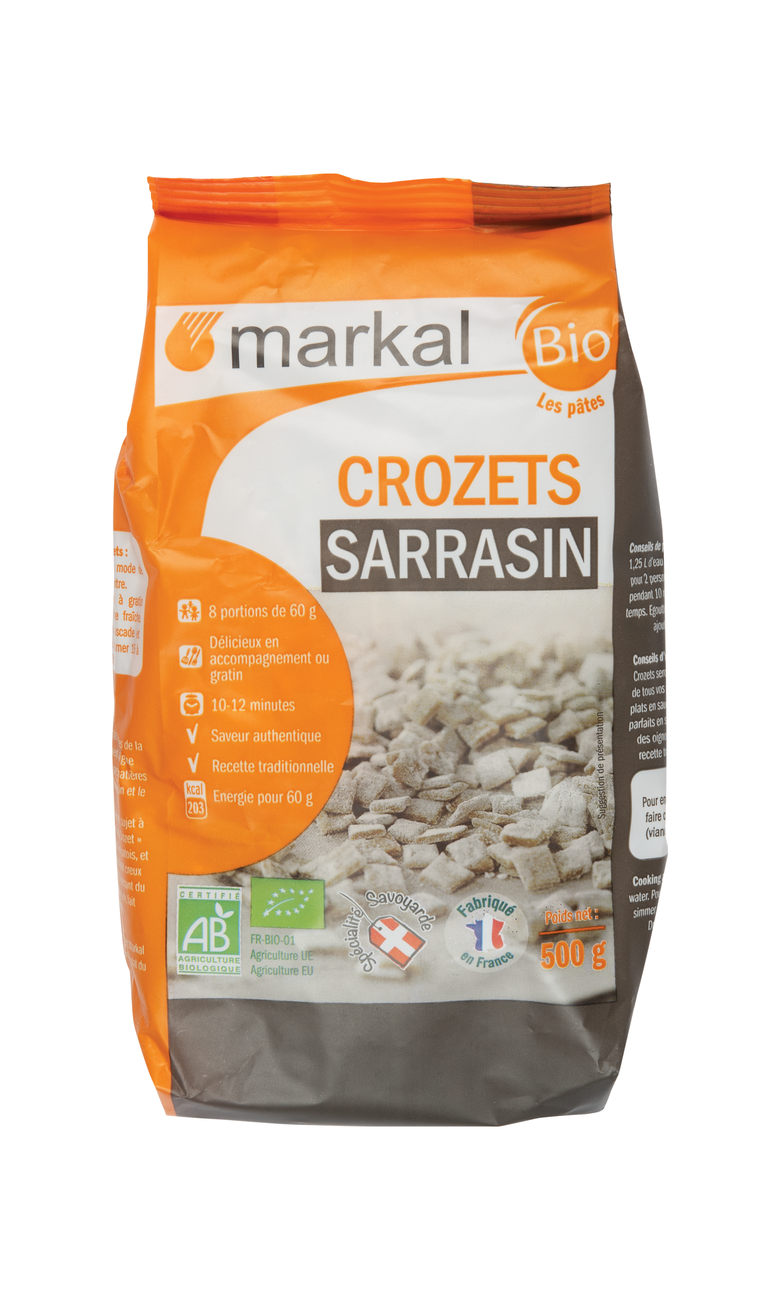 Crozets au sarrasin
A base de blé dur et de farine de sarrasin.