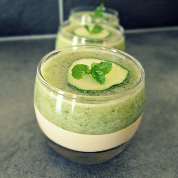 Panna cotta citron menthe concombre