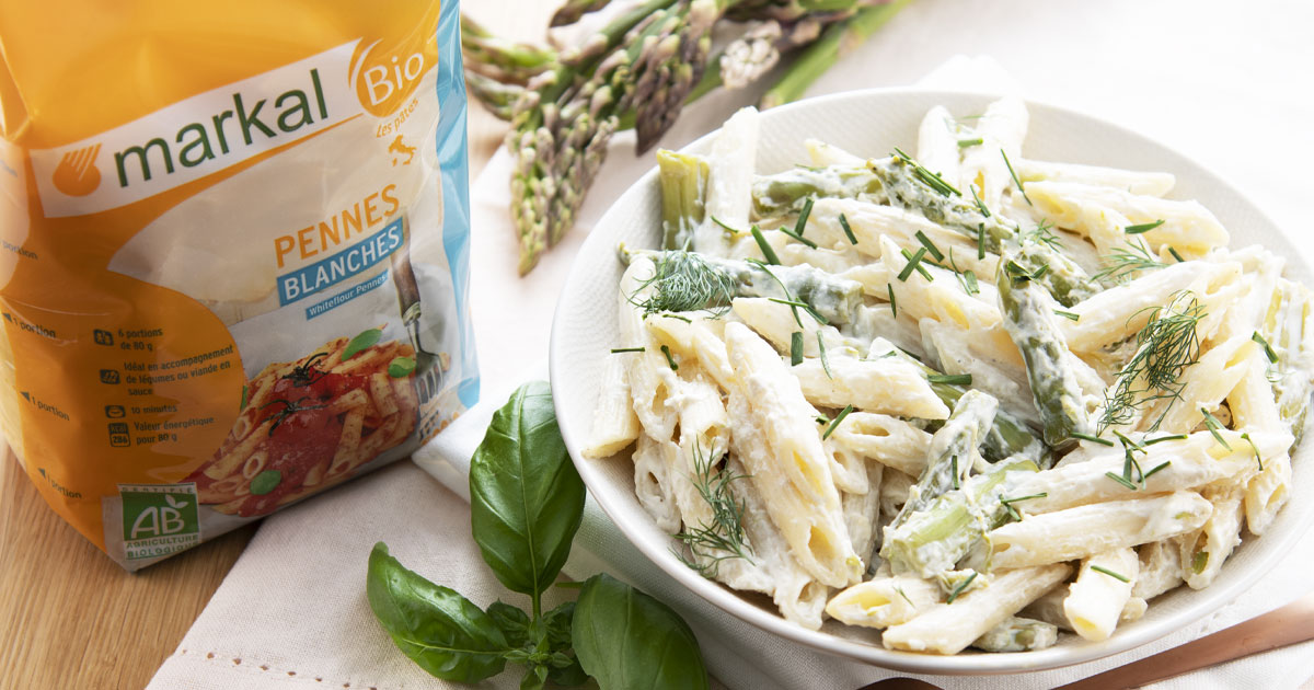 Penne crémeuses aux asperges et au citron