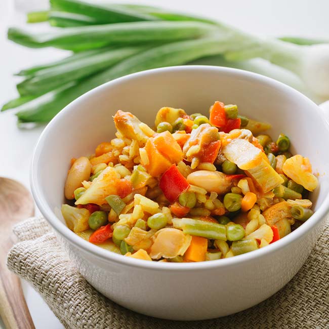 Paella au boulgour et aux légumes